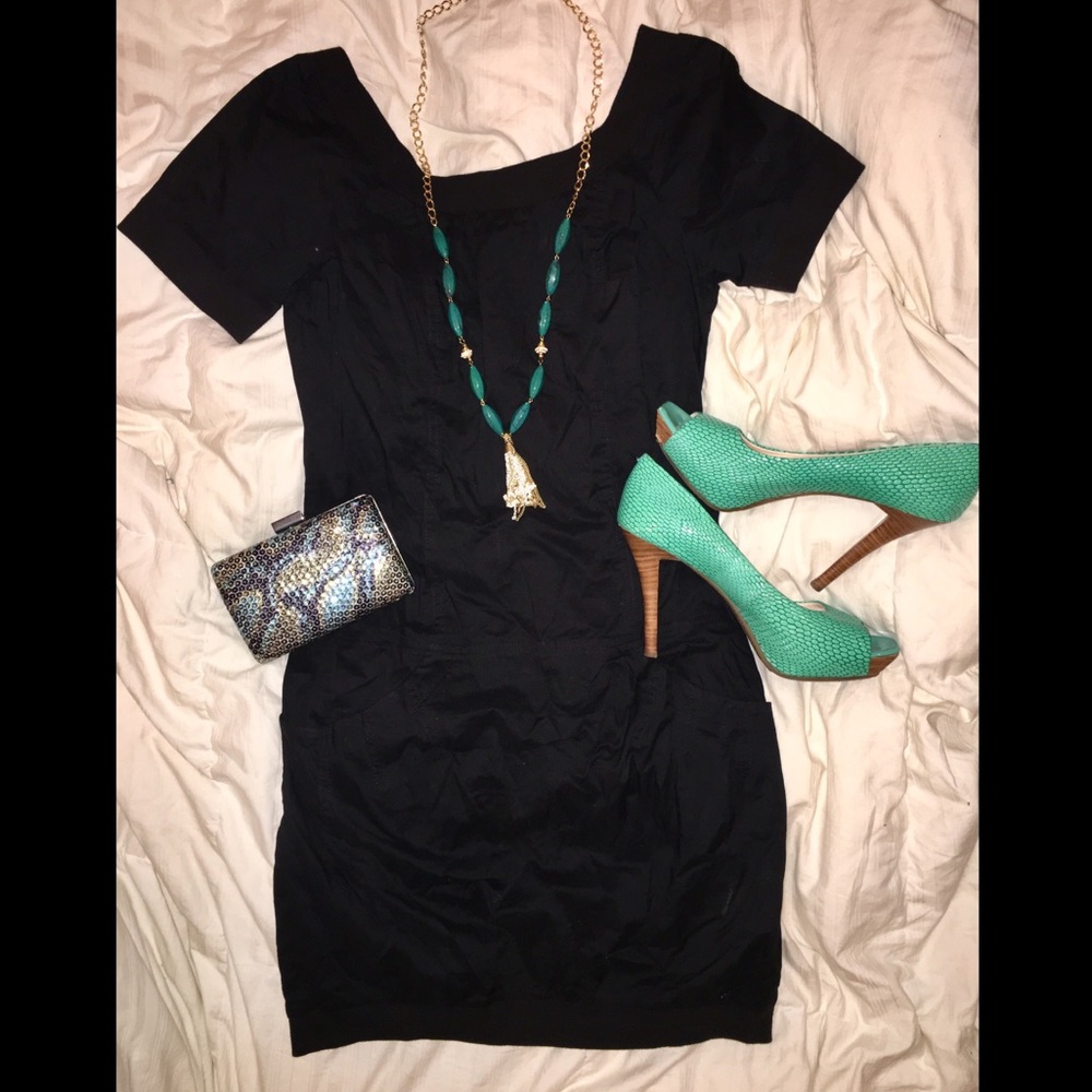 French Connection Black Short Sleeve Dress